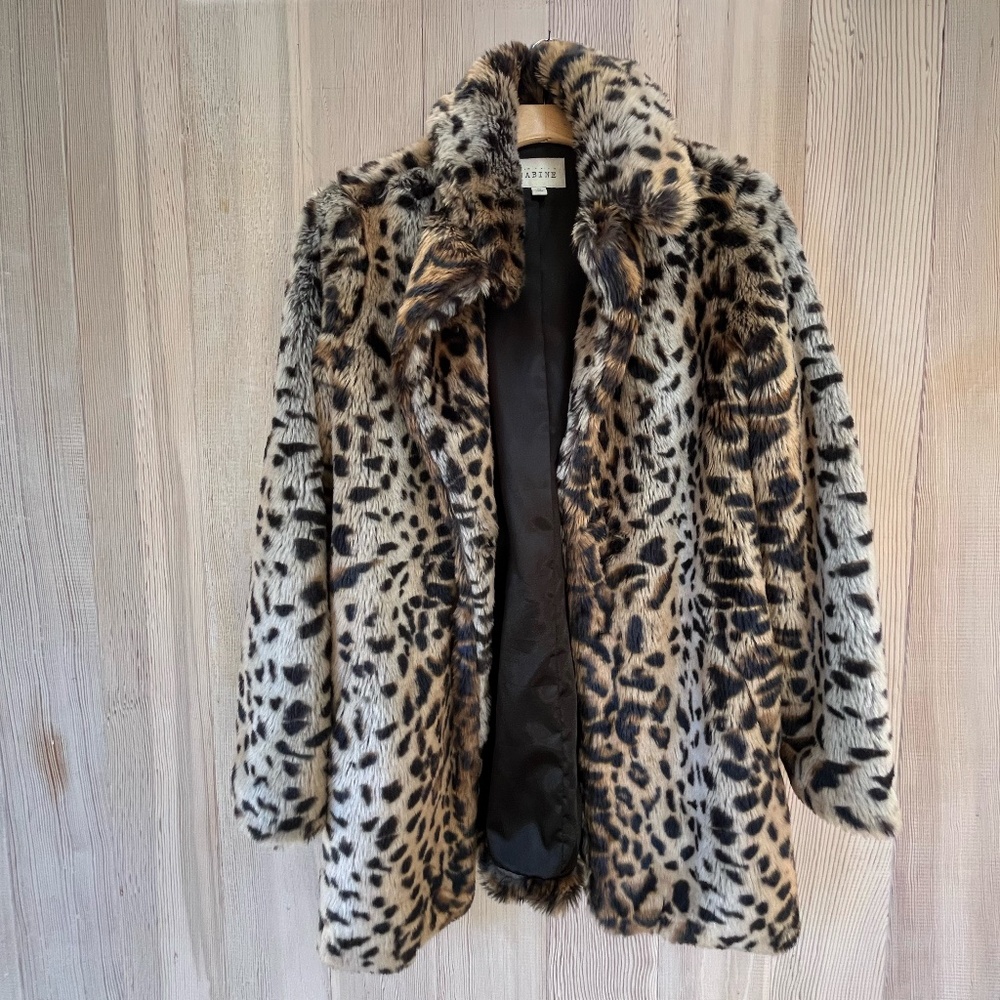 Sabine Leopard Print Faux Fur Coat